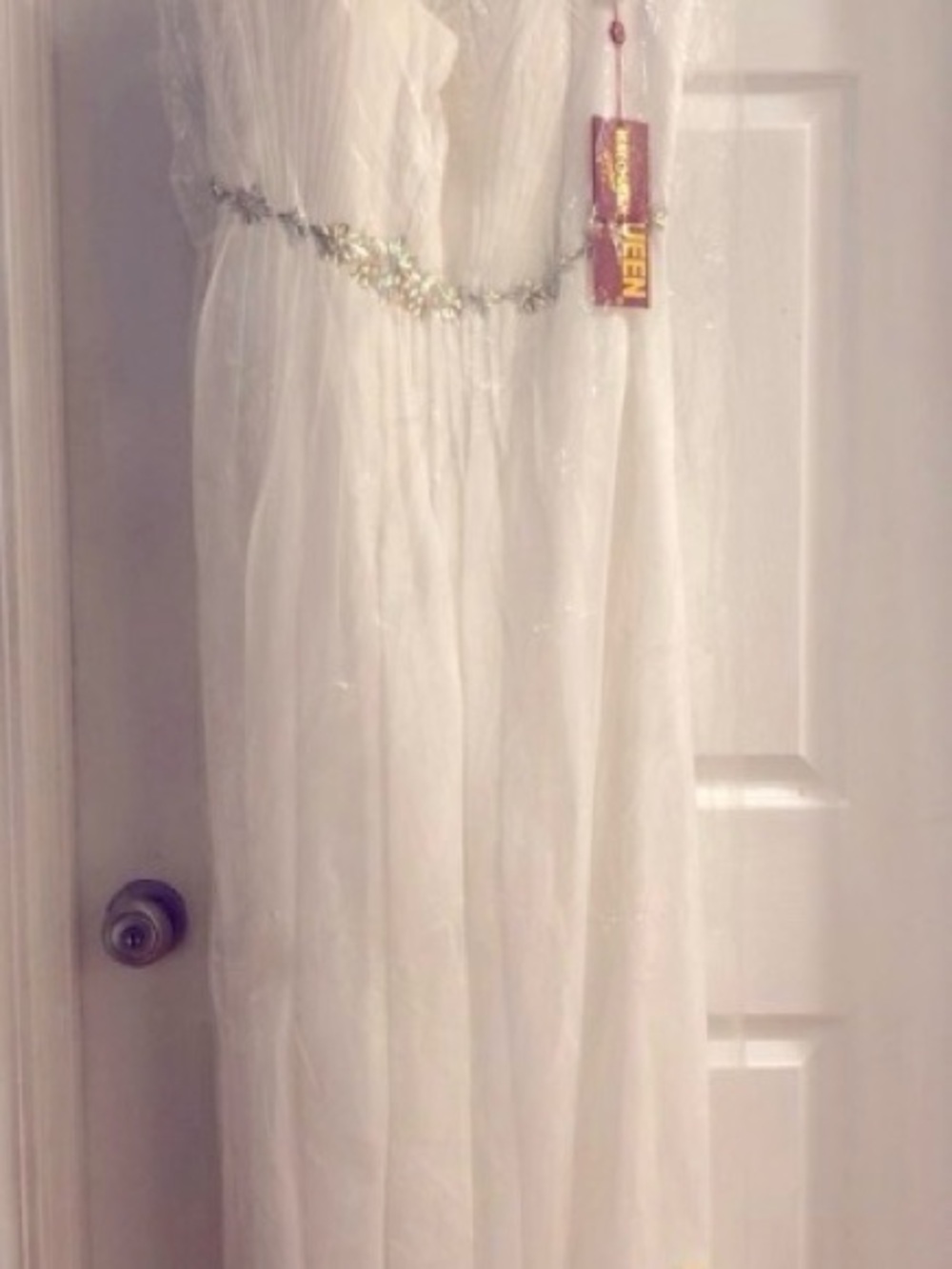🆕 size 22 women’s Ivory chiffon Dress with bling drop empire waist